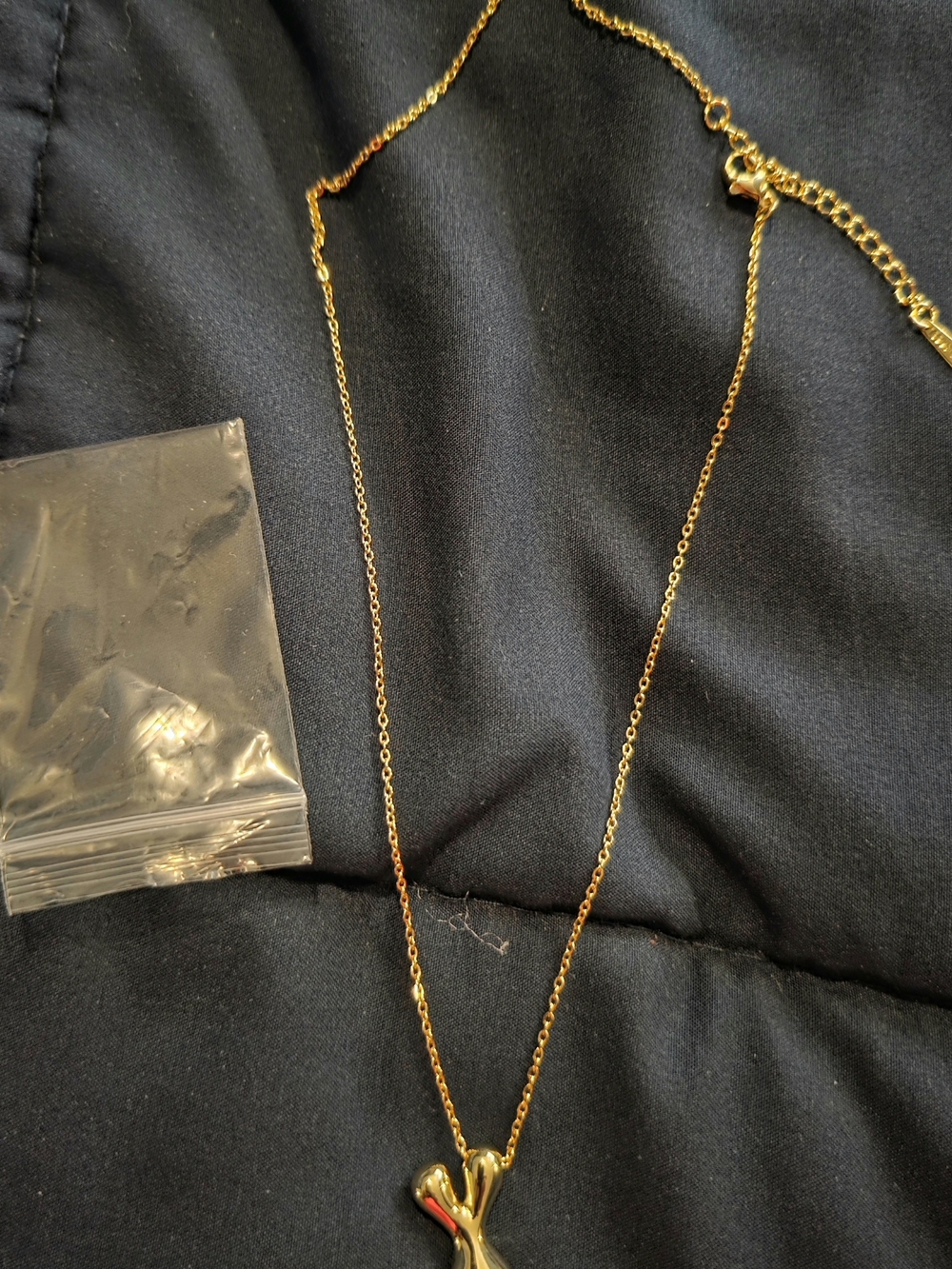 Womens Puff Letter Fashion Necklace, Gold, Letter Y